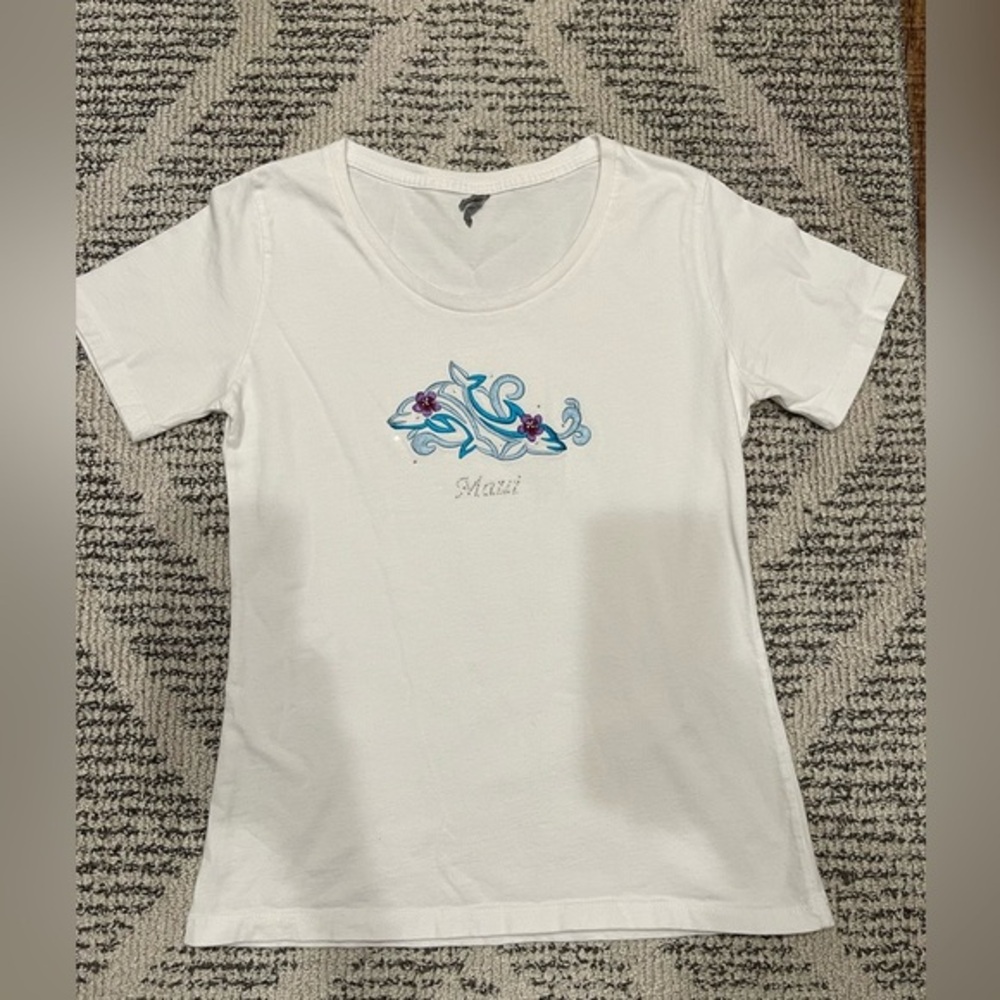 Maui Dolphins Rhinestones Embroidered 90’s‎ Y2K Vintage Top